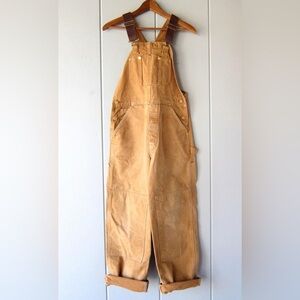 Madepants Duck Bib Overalls Canvas Dungarees in Camel, size Small